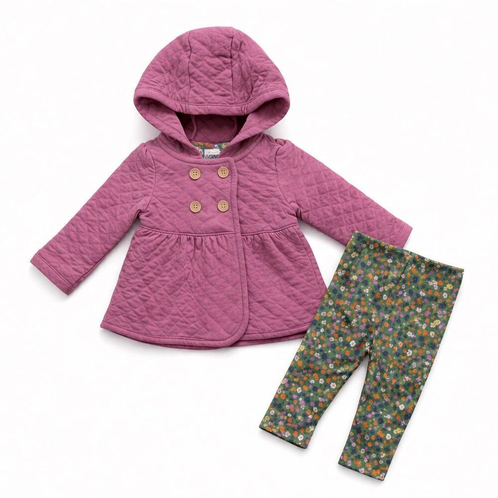 Carter’s Baby Girl Outfit Set 9M Quilted Jacket Floral Leggings
